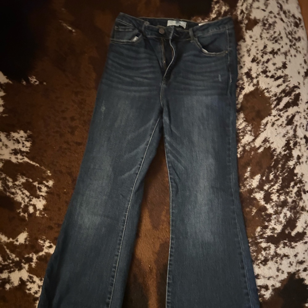 Blue Flare Wide Leg Jeans